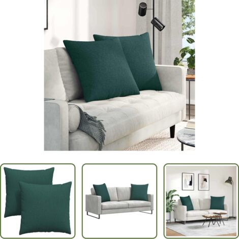 Cuscini in tessuto -  Cuscini da Divano 2 pcs Verde Scuro 80 x 80 cm Tessuto