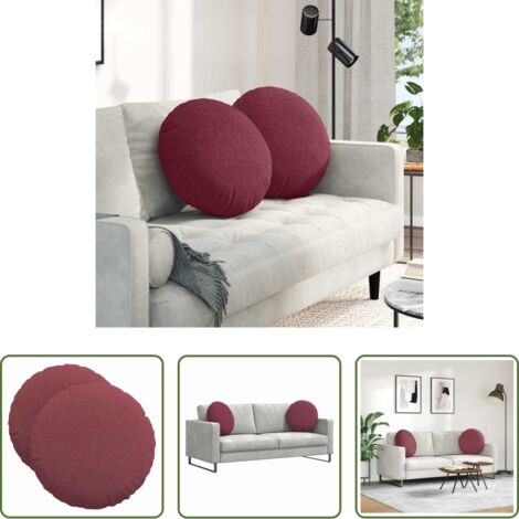 Cuscini in tessuto -  Cuscini per Seduta 2 pcs Rosso Vino Ø50 x 19 cm Tessuto