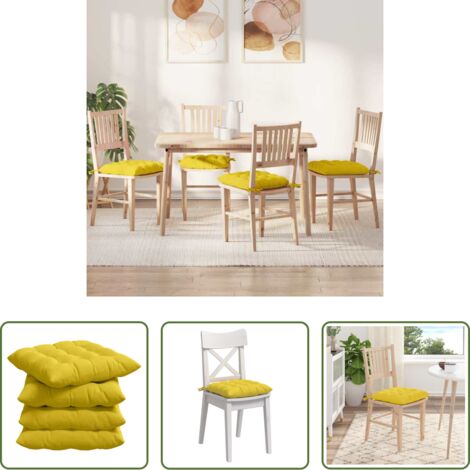 Cuscini in tessuto -  Cuscini per Seduta 4 pcs Giallo Chiaro 40 x 40 x 6 cm Tessuto