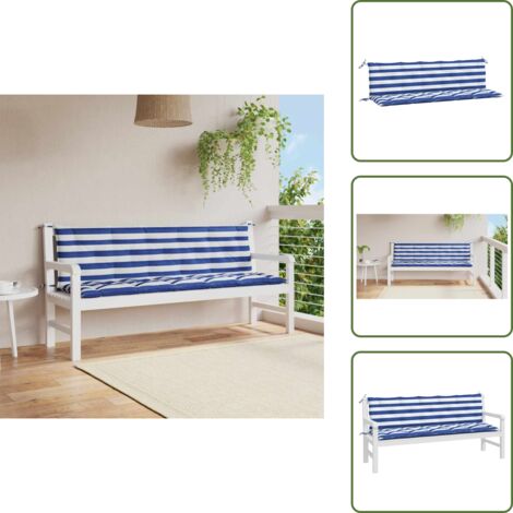 Cuscini in tessuto Oxford - vidaXL Cuscini per Panca 2 pz Strisce Blu e Bianche in Tessuto Oxford - Cuscini esterni