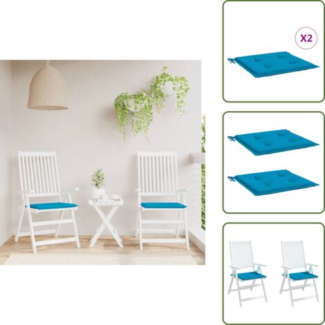 Cuscini in tessuto oxford - vidaXL Cuscini per Sedia 2 pz Blu 50x50x4 cm in Tessuto Oxford - Cuscini da esterno