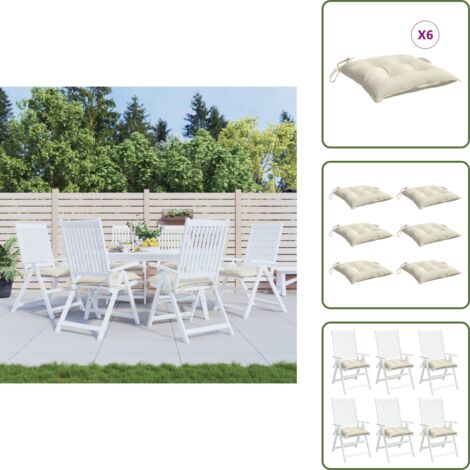 Cuscini in tessuto oxford - vidaXL Cuscini per Sedia 6pz Bianco Crema 40x40x7 cm in Tessuto Oxford - Cuscini per patio
