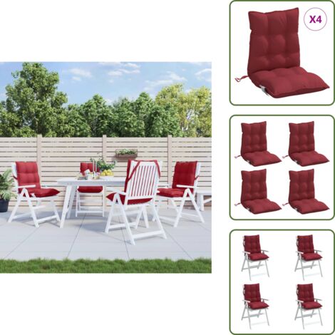 Cuscini in tessuto Oxford - vidaXL Cuscini per Sedia Schienale Basso 4pz Rosso Vino Tessuto Oxford - Cuscini per casa
