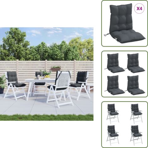 Cuscini in tessuto oxford - vidaXL Cuscini per Sedie Schienali Bassi 4 pz Antracite Tessuto Oxford - Cuscini antracite
