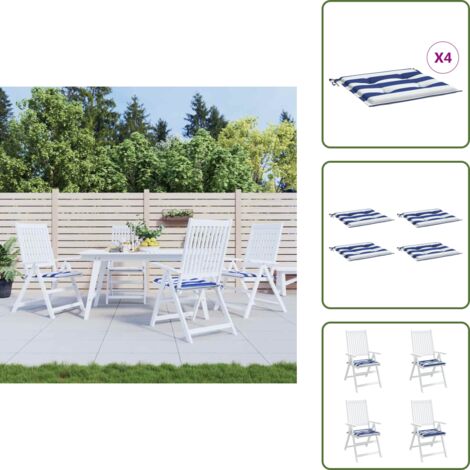 Cuscini in tessuto - vidaXL Cuscini per Sedia 2pz Strisce Bianche e Blu 50x50x4 cm Tessuto - Cuscini esterni