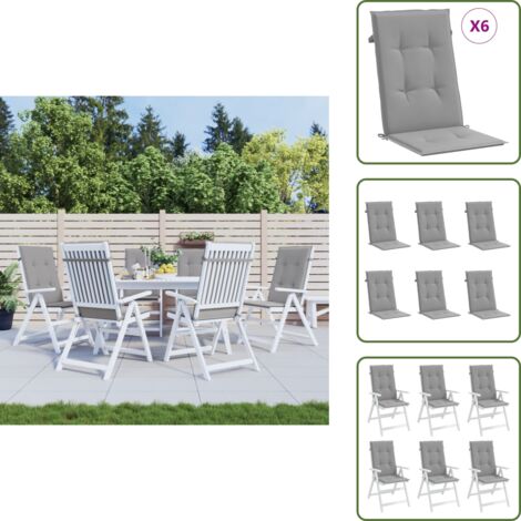 Cuscini in tessuto - vidaXL Cuscini per Sedie 6 pz Grigi 120x50x3 cm in Tessuto - Cuscini antiscivolo