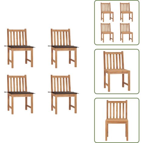 Cuscini in tessuto - vidaXL Sedie da Giardino 4 pz con Cuscini in Legno Massello di Teak - Mobili da giardino
