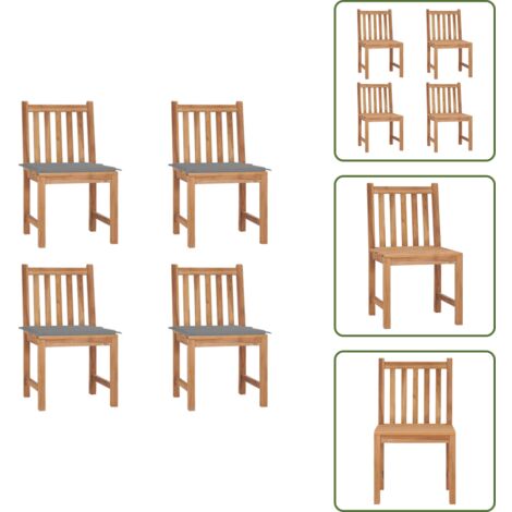 Cuscini in tessuto - vidaXL Sedie da Giardino 4 pz con Cuscini in Legno Massello di Teak - Mobili da giardino