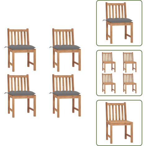 Cuscini in tessuto - vidaXL Sedie da Giardino 4 pz con Cuscini in Legno Massello di Teak - Mobili da giardino