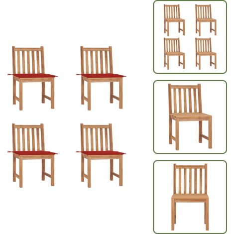 Cuscini in tessuto - vidaXL Sedie da Giardino 4 pz con Cuscini in Legno Massello di Teak - Mobili da giardino