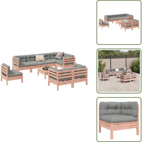 Cuscini in tessuto - vidaXL Set Divani Giardino 9 pz Cuscini Legno Massello Abete Douglas - Mobili da esterno