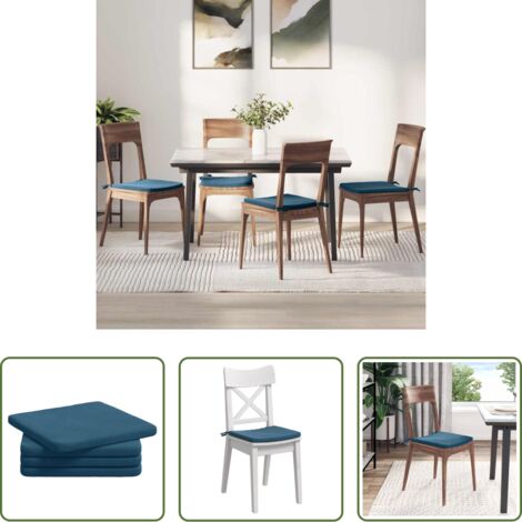 Cuscini in velluto -  Cuscini per Seduta 4 pcs Blu 40 x 40 x 3 cm Velluto