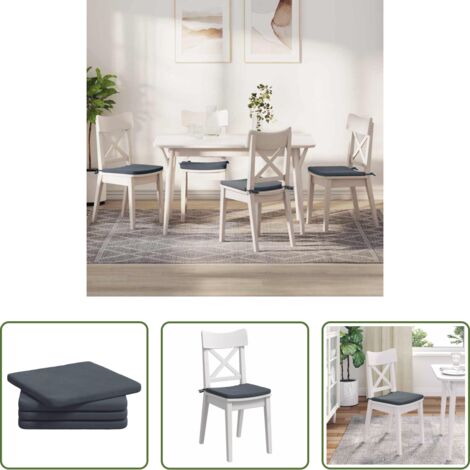 Cuscini in velluto -  Cuscini per Seduta 4 pcs Grigio scuro 40 x 40 x 3 cm Velluto