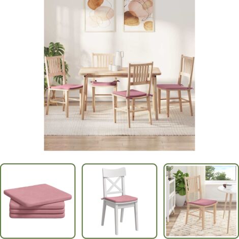 Cuscini in velluto -  Cuscini per Seduta 4 pcs Rosa 40 x 40 x 3 cm Velluto