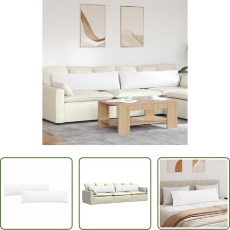 Cuscini moderni -  Cuscini da Divano 2 pcs Bianco 145 x 40 cm Tessuto