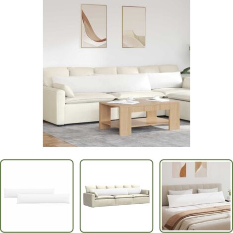 Cuscini moderni -  Cuscini da Divano 2 pcs Bianco 200 x 40 cm Tessuto