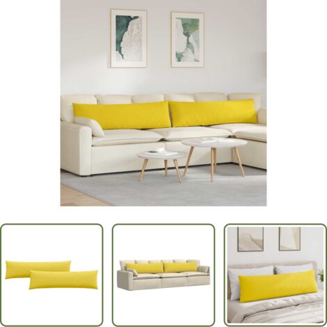 Cuscini moderni -  Cuscini da Divano 2 pcs Giallo Chiaro 145 x 40 cm Tessuto