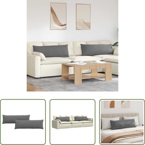 Cuscini moderni -  Cuscini da Divano 2 pcs Grigio scuro 120 x 40 cm Tessuto