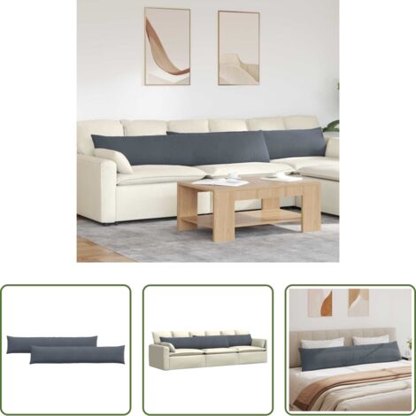 Cuscini moderni -  Cuscini da Divano 2 pcs Grigio scuro 200 x 40 cm