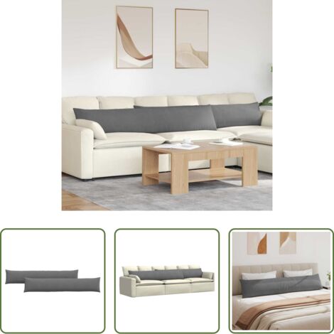 Cuscini moderni -  Cuscini da Divano 2 pcs Grigio scuro 200 x 40 cm Tessuto