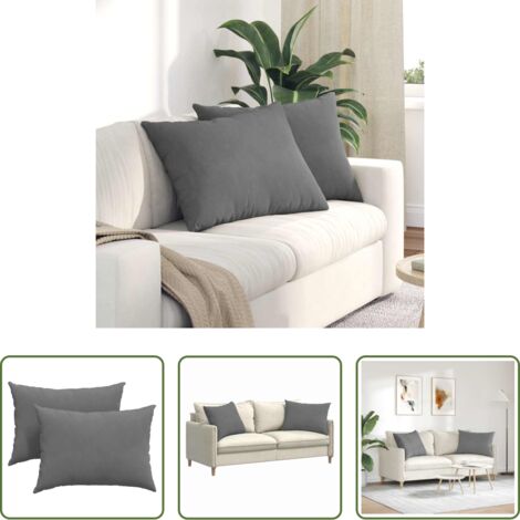Cuscini moderni -  Cuscini da Divano 2 pcs Grigio scuro 70 x 50 cm Tessuto