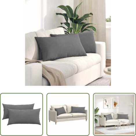 Cuscini moderni -  Cuscini da Divano 2 pcs Grigio scuro 80 x 40 cm Tessuto