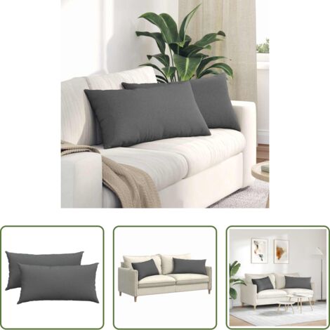 Cuscini moderni -  Cuscini da Divano 2 pcs Grigio scuro 80 x 40 cm Tessuto