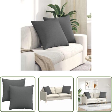 Cuscini moderni -  Cuscini da Divano 2 pcs Grigio scuro 80 x 80 cm Tessuto