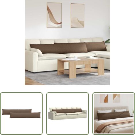 Cuscini moderni -  Cuscini da Divano 2 pcs Marrone 200 x 40 cm Tessuto