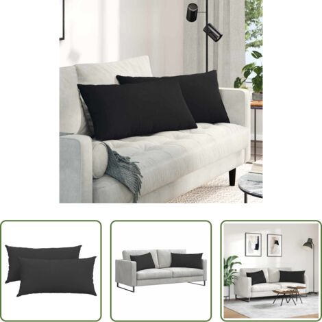Cuscini moderni -  Cuscini da Divano 2 pcs Nero 80 x 40 cm Tessuto