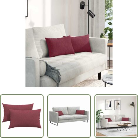 Cuscini moderni -  Cuscini da Divano 2 pcs Rosso Vino 50 x 30 cm Tessuto