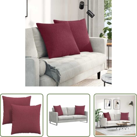 Cuscini moderni -  Cuscini da Divano 2 pcs Rosso Vino 80 x 80 cm Tessuto