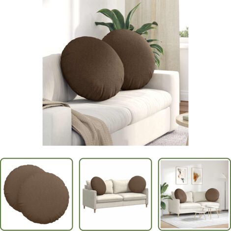 Cuscini morbidi -  Cuscini per Seduta 2 pcs Marrone Ø80 x 29 cm Tessuto