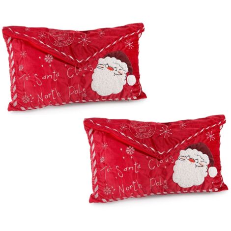 Cuscini Natalizi Imbottiti a Forma di Lettera di Babbo Natale - Set da 2