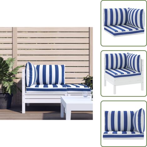 Cuscini Oxford - vidaXL Cuscini per Pallet 3 pz Strisce Blu e Bianche Tessuto Oxford - Cuscini da Esterno
