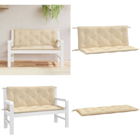 Cuscini Panca da Giardino 2pz Beige 120x50x7 cm Tessuto Oxford - Cuscino da patio - Cuscino per panca