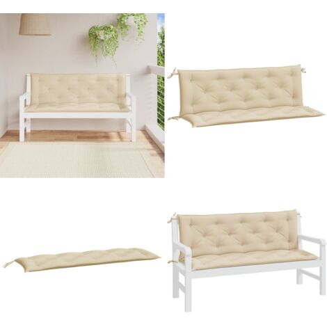 Cuscini Panca da Giardino 2pz Beige 150x50x7 cm Tessuto Oxford - Cuscino da patio - Cuscino da esterno