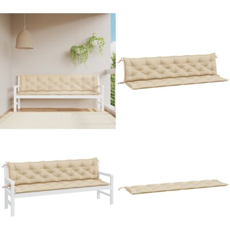 Cuscini Panca da Giardino 2pz Beige 200x50x7cm Tessuto Oxford - Cuscino da patio - Cuscino da seduta