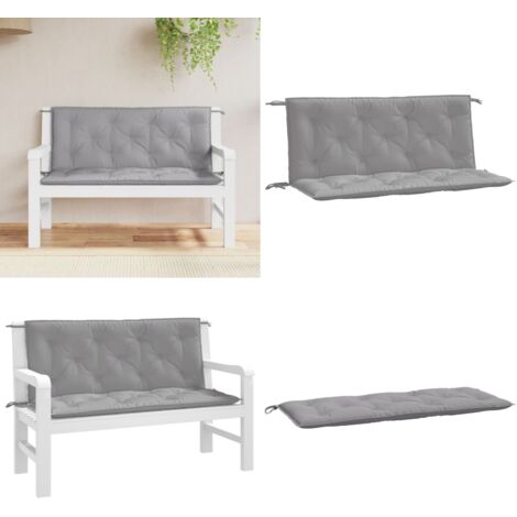 Cuscini Panca da Giardino 2pz Grigi 120x50x7 cm Tessuto Oxford - Cuscino da patio - Cuscino da esterno