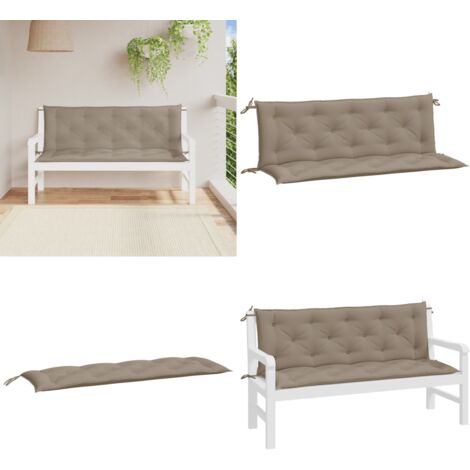 Cuscini Panca da Giardino 2pz Tortora 150x50x7cm Tessuto Oxford - Cuscino da patio - Cuscino da esterno
