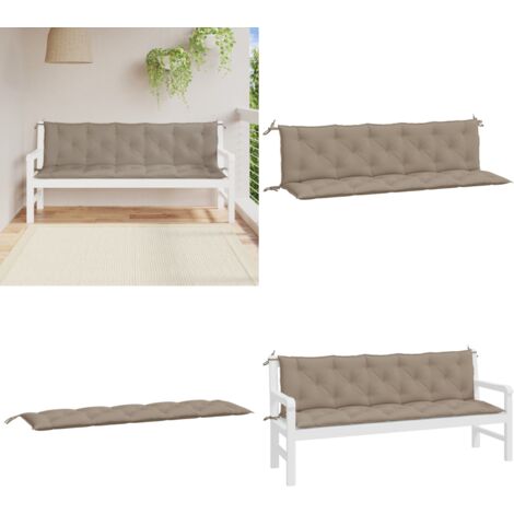 Cuscini Panca da Giardino 2pz Tortora 180x50x7cm Tessuto Oxford - Cuscino da patio - Cuscino da esterno