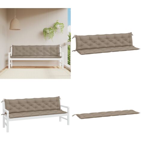 Cuscini Panca da Giardino 2pz Tortora 200x50x7cm Tessuto Oxford - Cuscino da patio - Cuscino da esterno