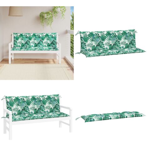 Cuscini Panca Giardino 2 pz a Foglie 150x50x7 cm Tessuto Oxford - Cuscino da patio - Cuscino per panca
