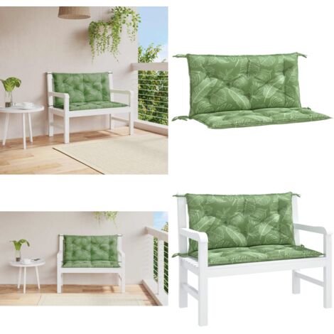 Cuscini Panca Giardino 2 pz Motivo a Foglie 100x50x7 cm Tessuto - Cuscino da patio - Cuscino per panca