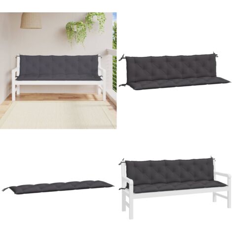 Cuscini Panca Giardino 2pz Antracite 180x50x7cm Tessuto Oxford - Cuscino da patio - Cuscino per panca
