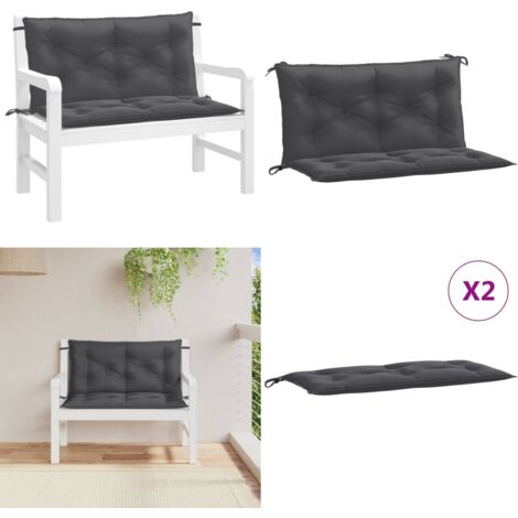 Cuscini Panca Giardino 2pz Antracite Mélange 100x50x7cm Tessuto - Cuscino da patio - Cuscino per panca