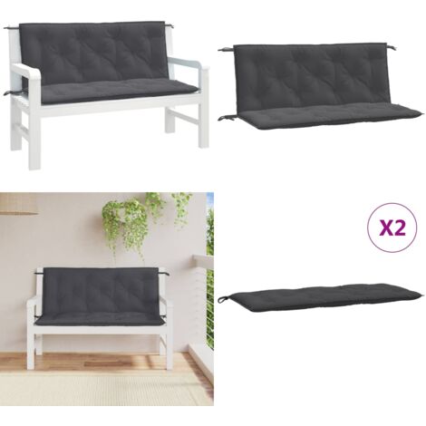 Cuscini Panca Giardino 2pz Antracite Mélange 120x50x7cm Tessuto - Cuscino da patio - Cuscino per panca