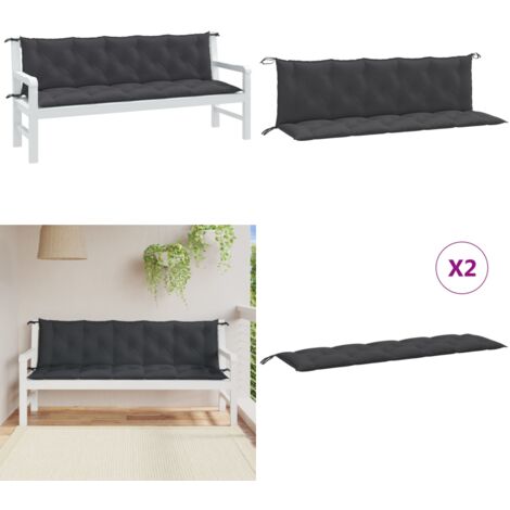 Cuscini Panca Giardino 2pz Antracite Mélange 180x50x7cm Tessuto - Cuscino da patio - Cuscino da esterno
