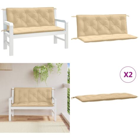 Cuscini Panca Giardino 2pz Beige Mélange 120x50x7 cm in Tessuto - Cuscino da patio - Cuscino per panca