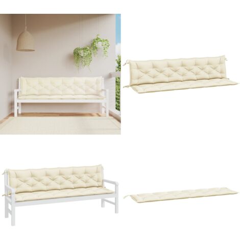 Cuscini Panca Giardino 2pz Bianco Crema 200x50x7 Tessuto Oxford - Cuscino da patio - Cuscino per panca